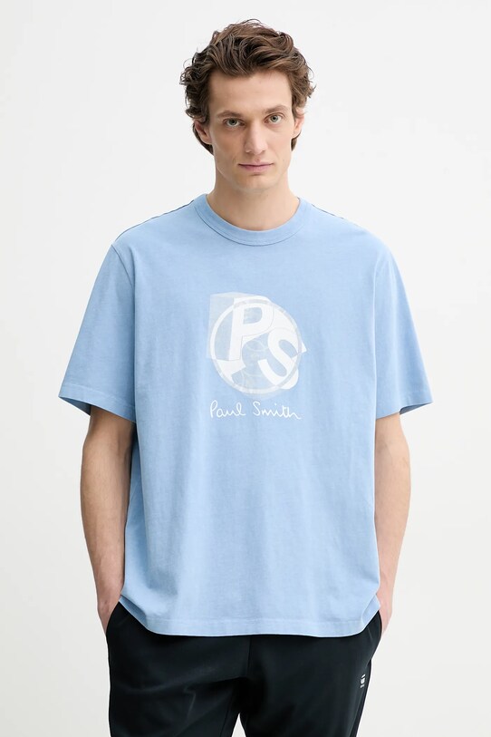 PS Paul Smith tricou din bumbac print albastru M2R.204Z.PP4817