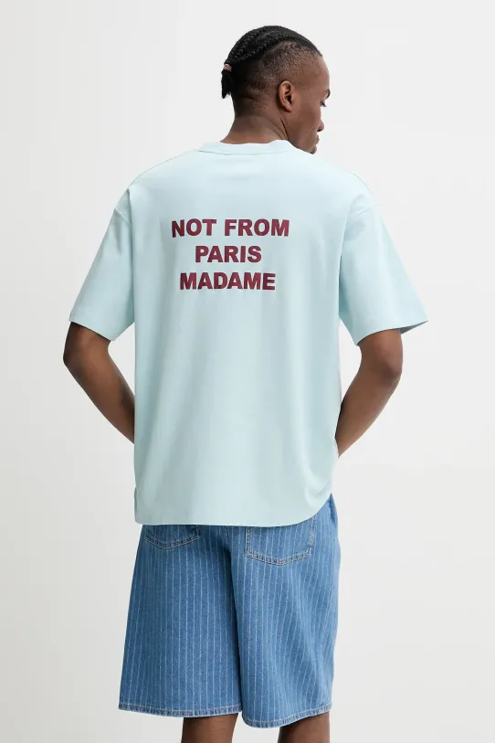 Bavlnené tričko Drôle de Monsieur Le T-Shirt Slogan relaxed tyrkysová G.TS203.CO002.LBE