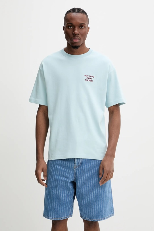 Ρούχα Βαμβακερό μπλουζάκι Drôle de Monsieur Le T-Shirt Slogan G.TS203.CO002.LBE τιρκουάζ