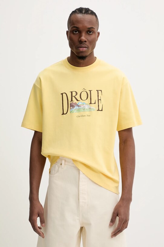 Bavlnené tričko Drôle de Monsieur Le T-Shirt Tennis Court relaxed žltá G.TS246.CO002.LYL