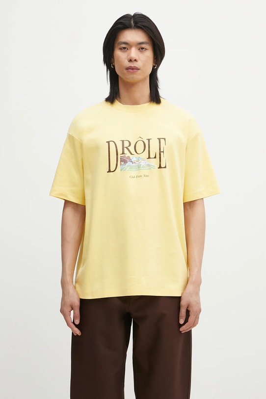 Drôle de Monsieur cotton t-shirt Le T-Shirt Tennis Court relaxed yellow G.TS246.CO002.LYL