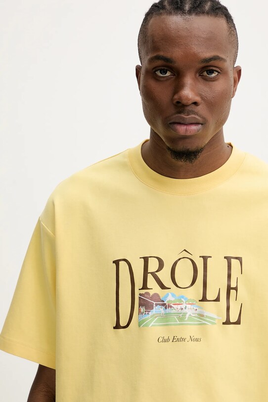 Bavlnené tričko Drôle de Monsieur Le T-Shirt Tennis Court žltá G.TS246.CO002.LYL