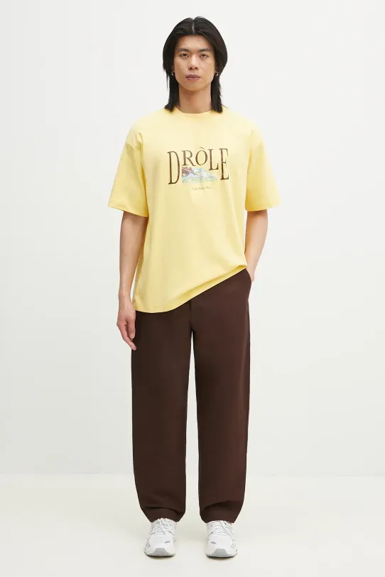 Drôle de Monsieur cotton t-shirt Le T-Shirt Tennis Court G.TS246.CO002.LYL yellow