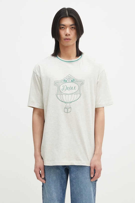 Бавовняна футболка Drôle de Monsieur Le T-Shirt Drule Cup надрук сірий G.TS234.CO165.GY