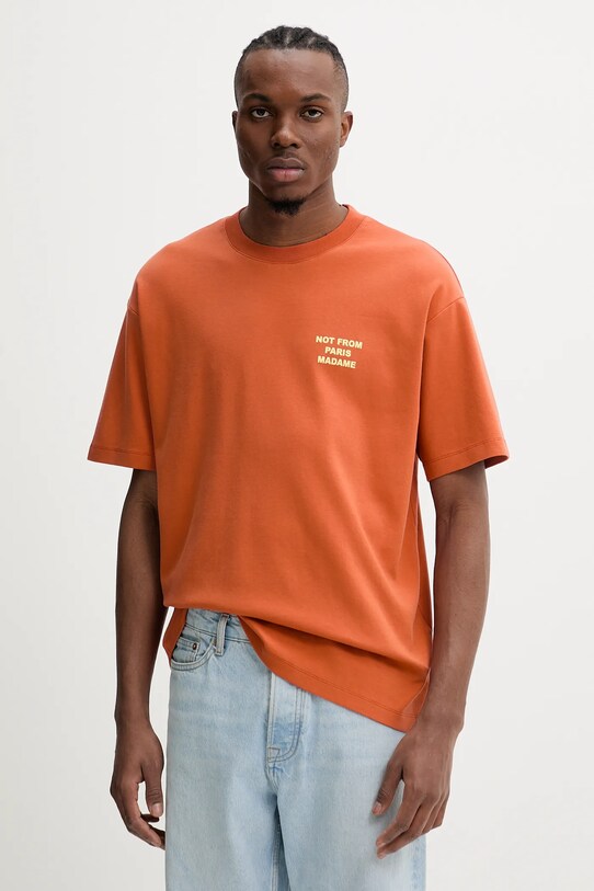 Drôle de Monsieur pamut póló Le T-Shirt Slogan pamut narancssárga G.TS203.CO002.RT