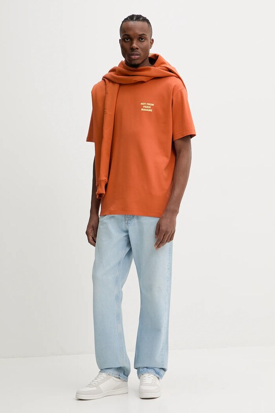 Pamučna majica Drôle de Monsieur Le T-Shirt Slogan G.TS203.CO002.RT narančasta SS25