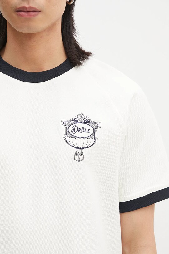 Drôle de Monsieur tricou din bumbac Le T-Shirt Pique Drule Cup alb G.TS251.CO162.OW