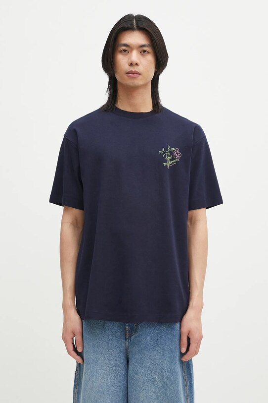 Drôle de Monsieur tricou din bumbac Le T-Shirt Slogan Esquisse print bleumarin G.TS188.CO002.NY