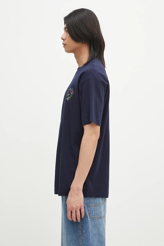 Памучна тениска Drôle de Monsieur Le T-Shirt Slogan Esquisse G.TS188.CO002.NY тъмносин SS25