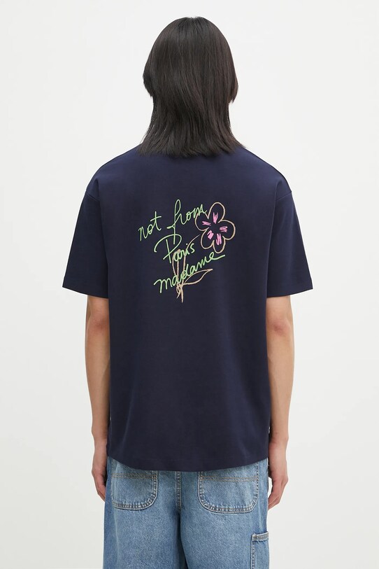 Дрехи Памучна тениска Drôle de Monsieur Le T-Shirt Slogan Esquisse G.TS188.CO002.NY тъмносин