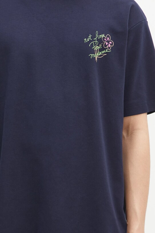 Памучна тениска Drôle de Monsieur Le T-Shirt Slogan Esquisse тъмносин G.TS188.CO002.NY