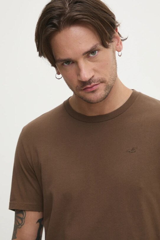 Hollister Co. tricou din bumbac maro KI324.5148.420