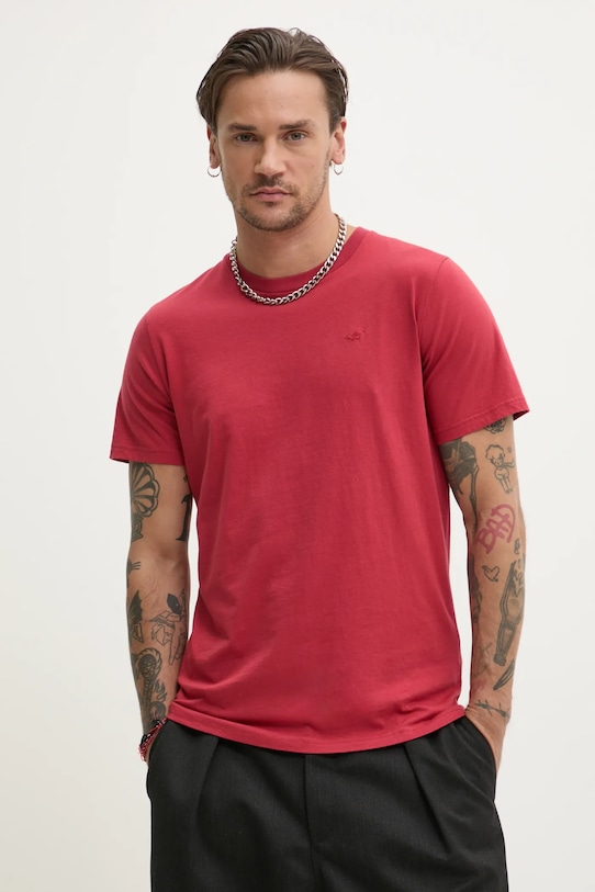 Hollister Co. t-shirt bawełniany bawełna czerwony KI324.5148.510