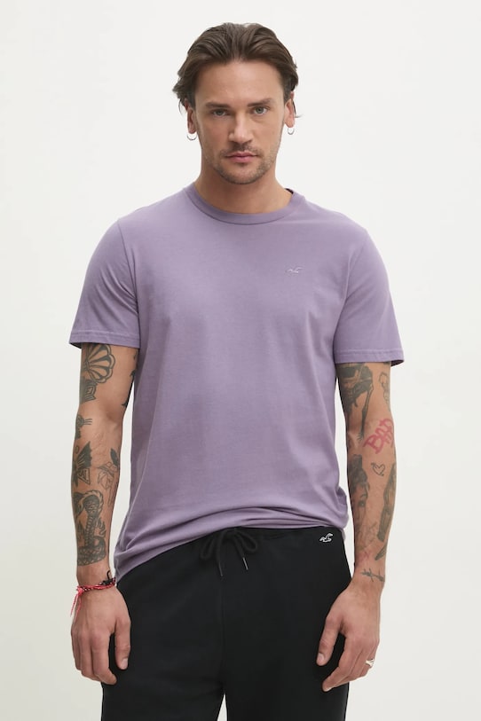 Hollister Co. tricou din bumbac uni violet KI324.5148.630