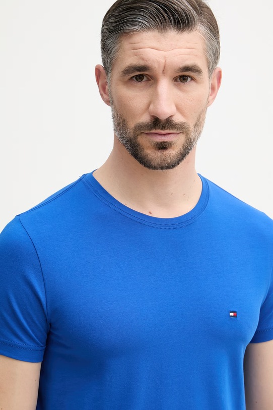 Tommy Hilfiger T-shirt basic męski bawełniany z elastanem niebieski MW0MW10800.