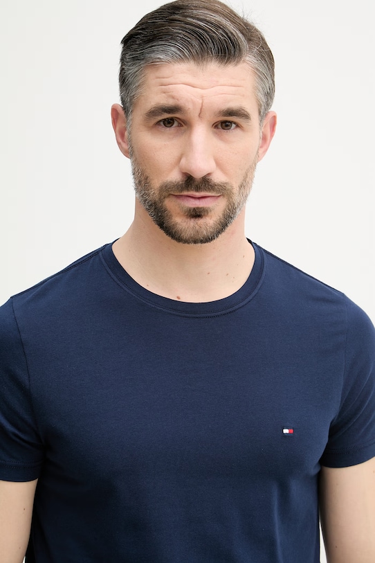 Tommy Hilfiger T-shirt basic męski bawełniany z elastanem granatowy MW0MW10800.