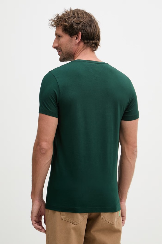 Odzież Tommy Hilfiger T-shirt basic męski bawełniany z elastanem MW0MW10800. zielony