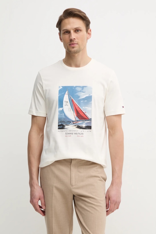 Бавовняна футболка Tommy Hilfiger бавовна бежевий MW0MW38615
