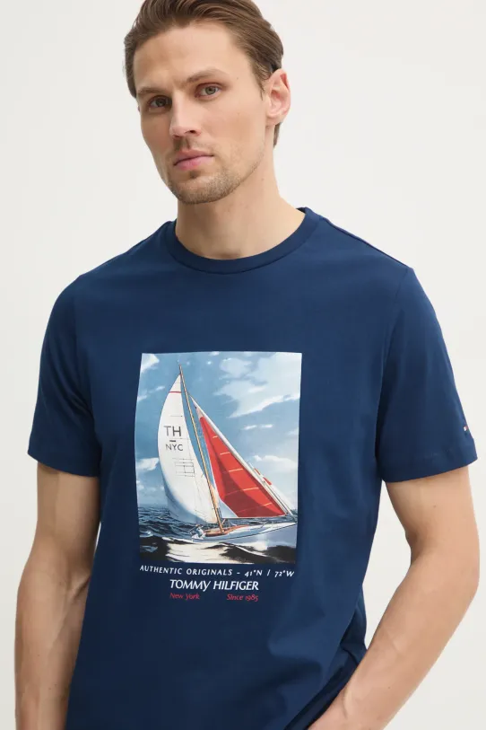 Tommy Hilfiger t-shirt bawełniany granatowy MW0MW38615