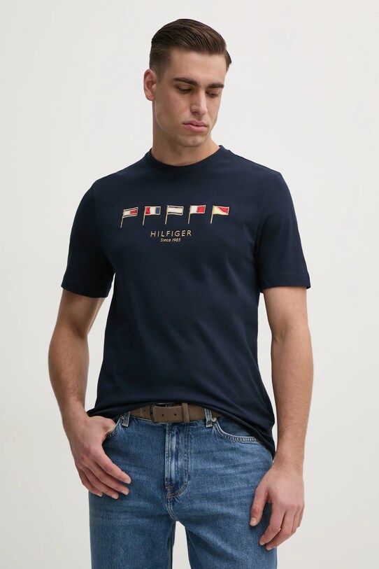 Tommy Hilfiger t-shirt in cotone applique blu navy MW0MW38616