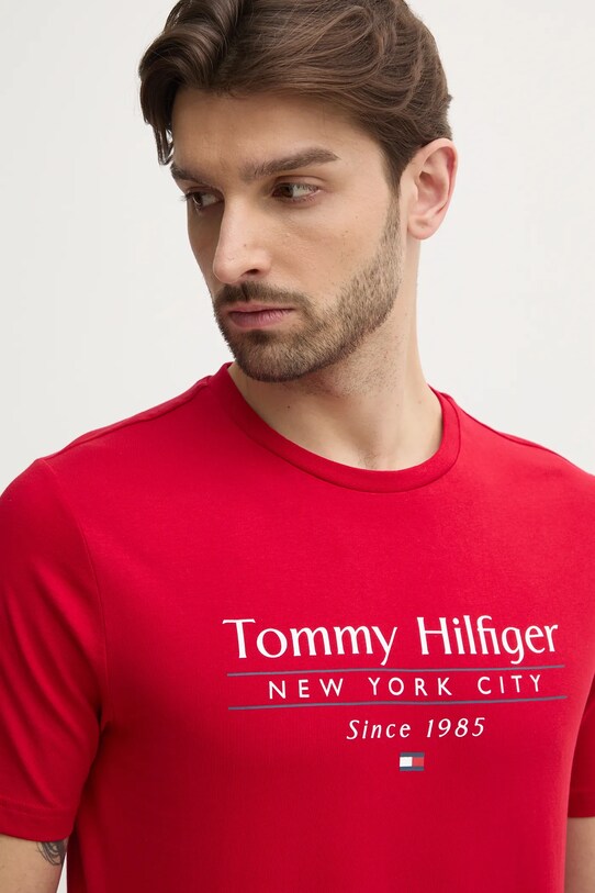 Bavlněné tričko Tommy Hilfiger červená MW0MW38621
