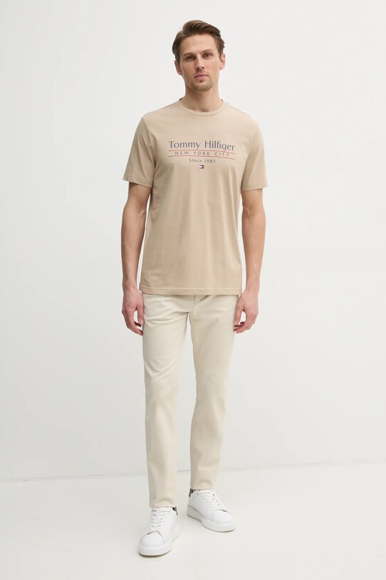 Tommy Hilfiger tricou din bumbac MW0MW38621 bej SS25