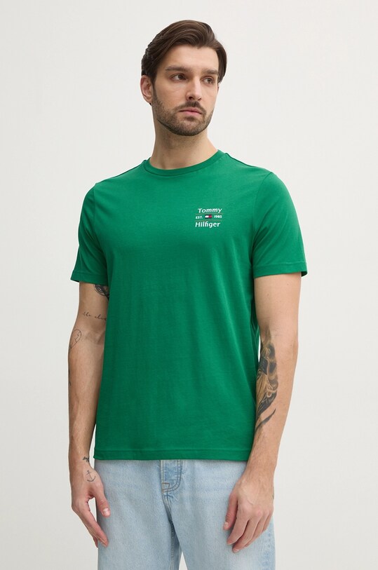 Tommy Hilfiger tricou din bumbac print verde MW0MW38622