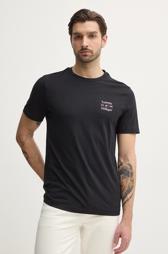 Bavlnené tričko Tommy Hilfiger potlač čierna MW0MW38622