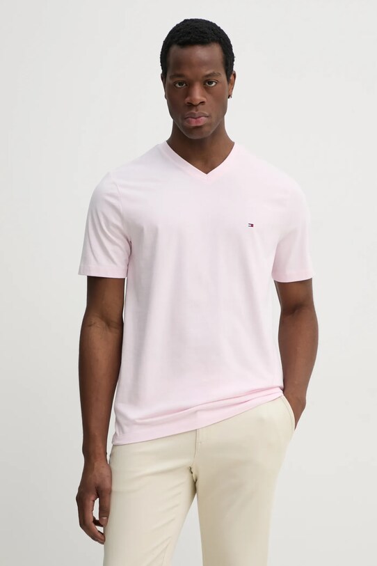 Tommy Hilfiger tricou din bumbac uni roz MW0MW39249