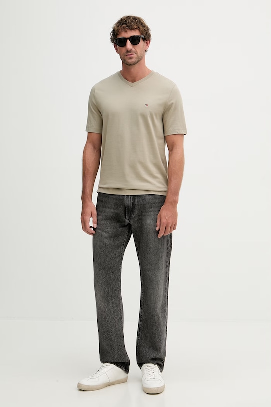 Tommy Hilfiger majica za muškarce od pamuka MW0MW39249 bež SS26