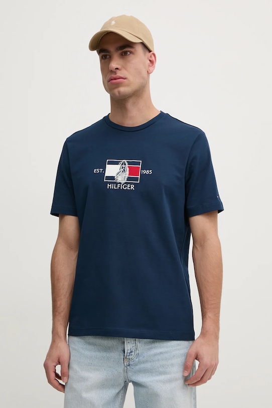 Tommy Hilfiger t-shirt bawełniany regular granatowy MW0MW38628