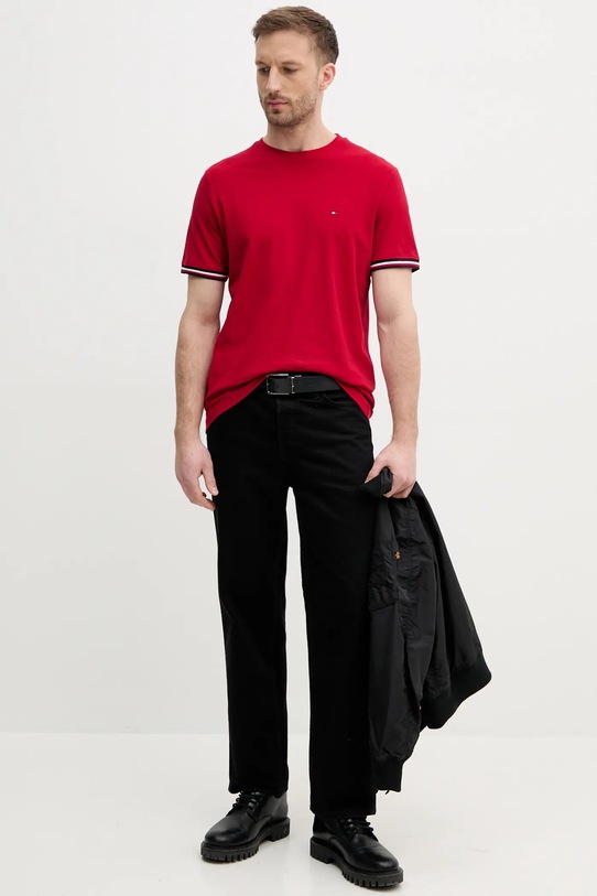 Tommy Hilfiger t-shirt bawełniany MW0MW38630 czerwony SS25