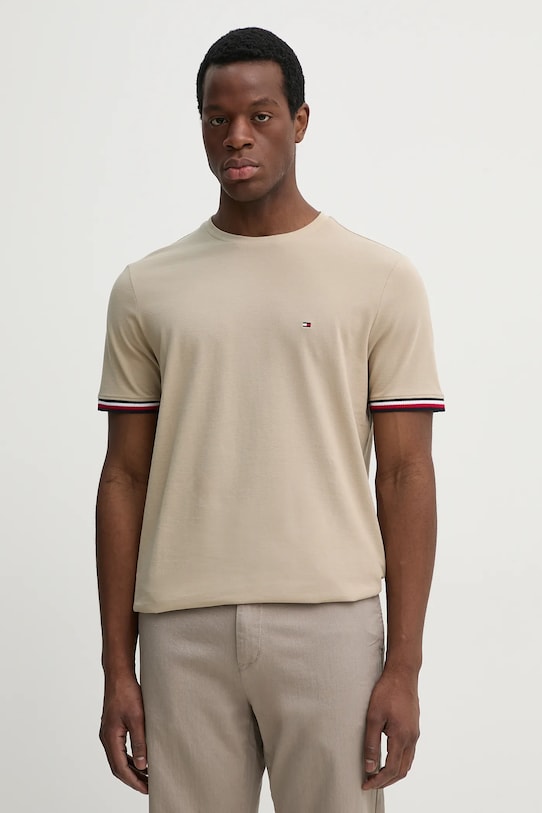 Tommy Hilfiger t-shirt bawełniany bawełna beżowy MW0MW38630