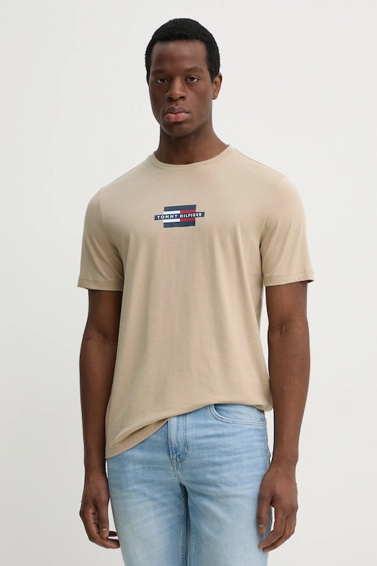 Бавовняна футболка Tommy Hilfiger бавовна бежевий MW0MW38636
