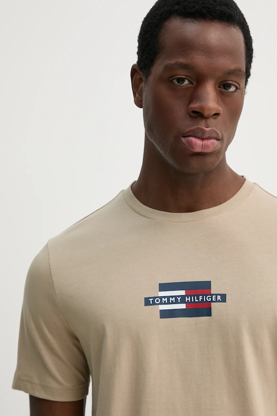 Бавовняна футболка Tommy Hilfiger бежевий MW0MW38636
