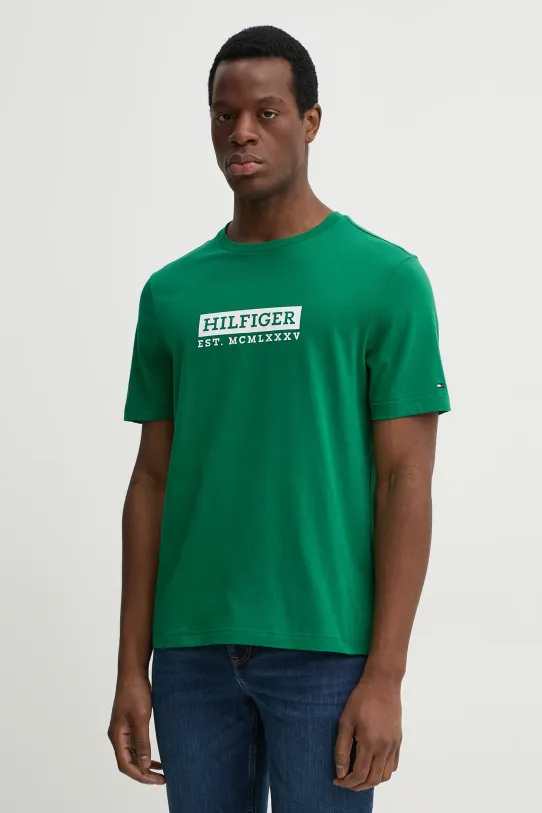 Tommy Hilfiger tricou din bumbac print verde MW0MW39149