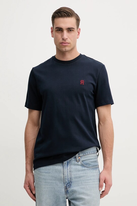 Tommy Hilfiger t-shirt bawełniany regular granatowy MW0MW39256