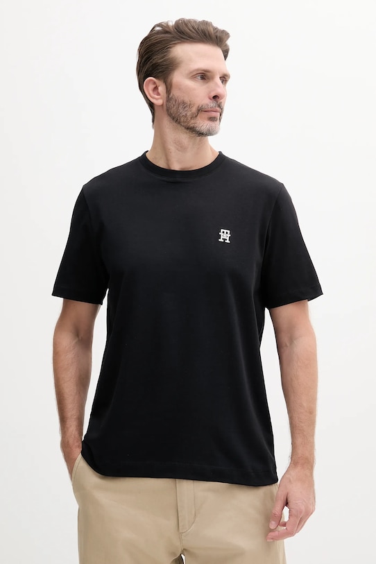 Bavlněné tričko Tommy Hilfiger nášivka černá MW0MW39256