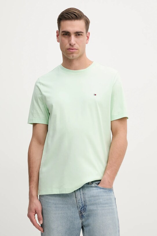 Tommy Hilfiger tricou din bumbac uni verde MW0MW39995