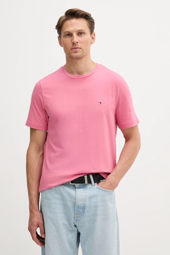 Tommy Hilfiger tricou din bumbac uni roz MW0MW39995