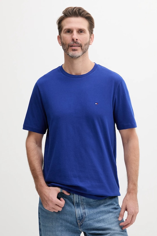 Bavlněné tričko Tommy Hilfiger hladký námořnická modř MW0MW39995