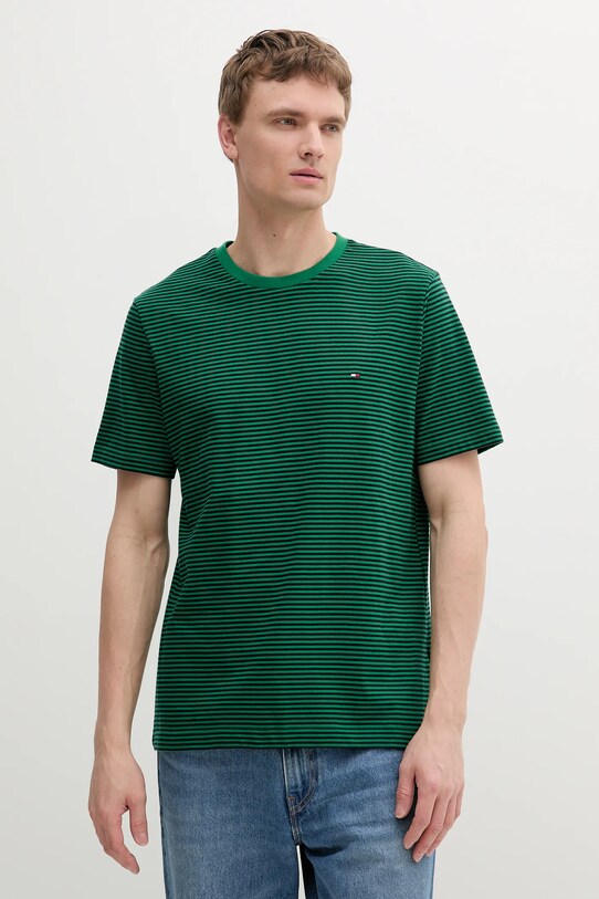 Tommy Hilfiger tricou din bumbac uni verde MW0MW39995