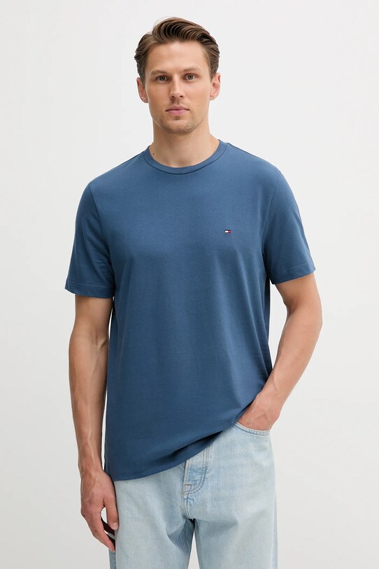 Bavlnené tričko Tommy Hilfiger jednofarebný modrá MW0MW39995