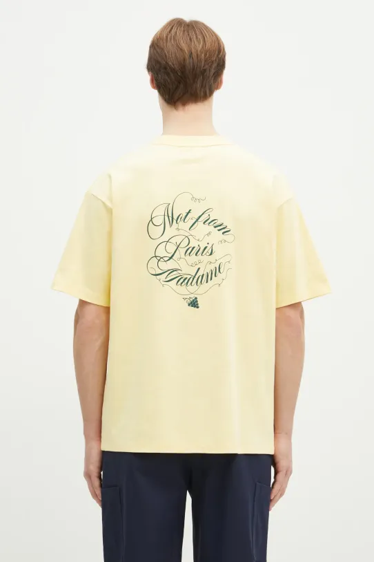 Бавовняна футболка Drôle de Monsieur Le T-Shirt Slogan Vignes надрук жовтий F.TS226.CO002.BAN