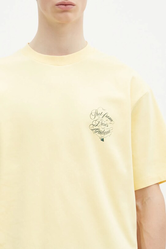 Bavlněné tričko Drôle de Monsieur Le T-Shirt Slogan Vignes žlutá F.TS226.CO002.BAN