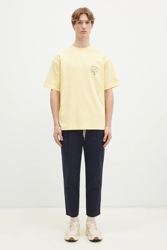 Bavlněné tričko Drôle de Monsieur Le T-Shirt Slogan Vignes F.TS226.CO002.BAN žlutá