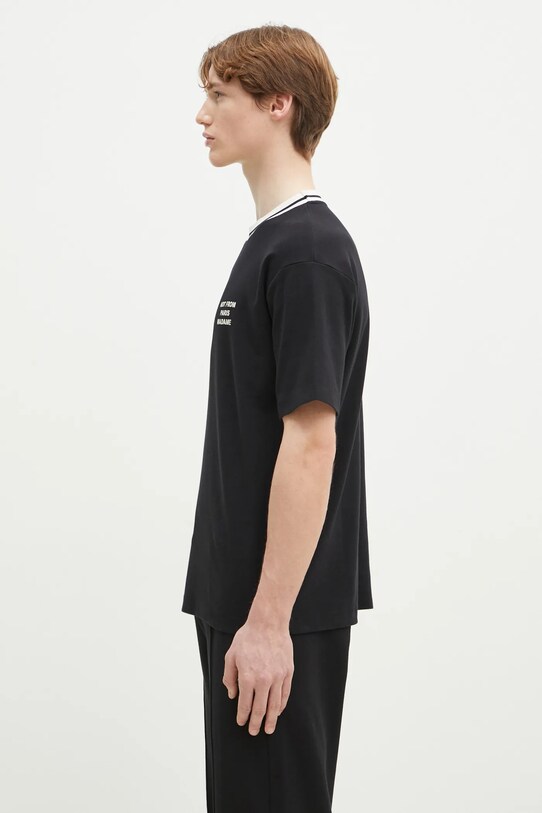 Drôle de Monsieur tricou din bumbac Le T-Shirt Slogan Sport F.TS189.CO002.BL negru SS25