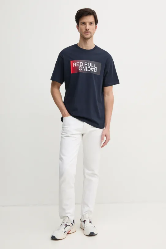 Red Bull Racing x Pepe Jeans t-shirt bawełniany OMBRE LOGO TEE RM500019 granatowy SS25