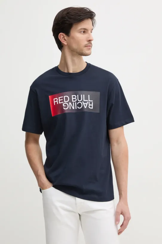 Red Bull Racing x Pepe Jeans t-shirt bawełniany OMBRE LOGO TEE granatowy RM500019