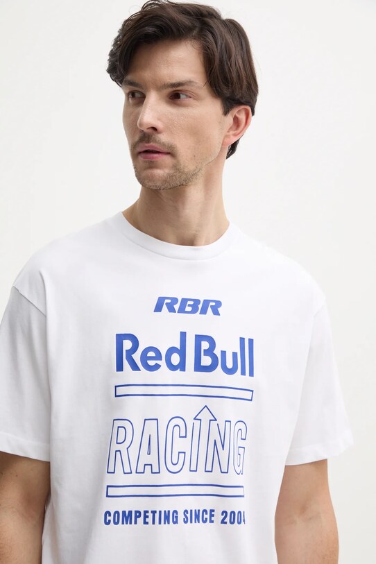 Бавовняна футболка Red Bull Racing x Pepe Jeans RACING HISTORY TEE білий RM500020